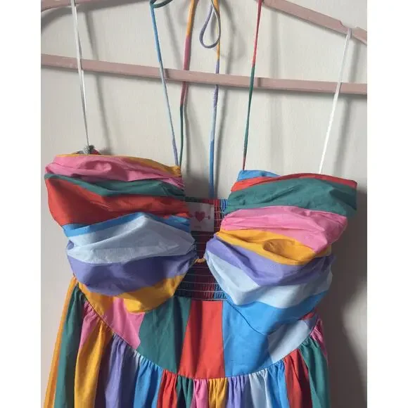 Gerty Midi Dress Buddy Love Rainbow Striped Dress - Picture 2 of 8